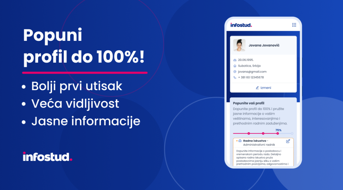 Korak po korak do vašeg savršenog Infostud profila: Popuni profil do 100%!